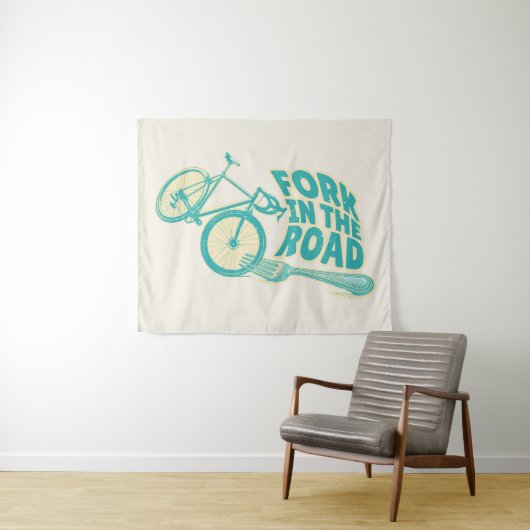 Fork in de weg Grappige fiets Wandkleed (In Situ (horizontaal))