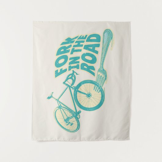Fork in de weg Grappige fiets Wandkleed (Voorkant)