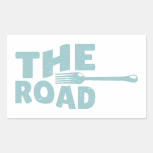 Fork in de weg typografie rechthoekige sticker