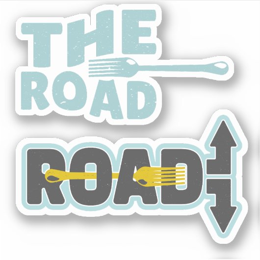 Fork in de weg typografie sticker (Voorkant)