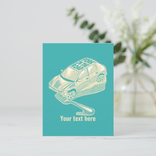 Fork in het verkeersongeval briefkaart (Staand voorkant)