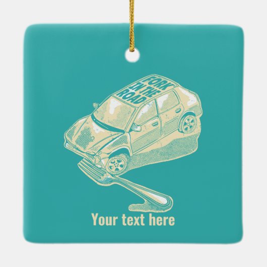 Fork in het verkeersongeval keramisch ornament (Achterkant)