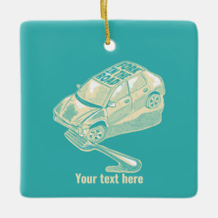 Fork in het verkeersongeval keramisch ornament