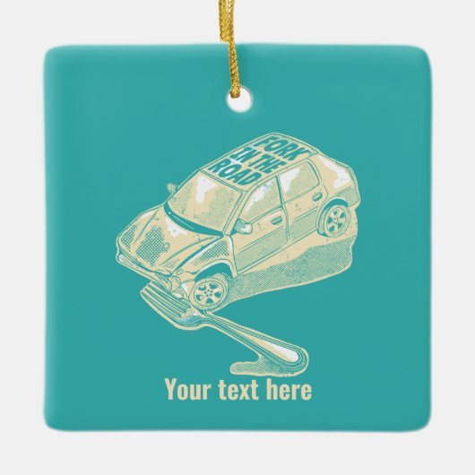 Fork in het verkeersongeval keramisch ornament (Voorkant)