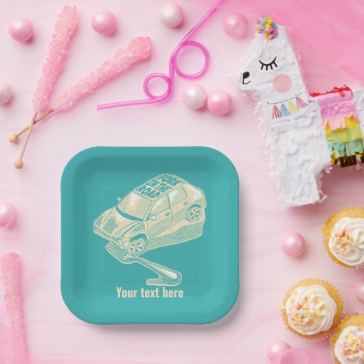 Fork in het verkeersongeval papieren bordje (Feest)