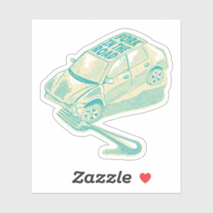 Fork in het verkeersongeval sticker