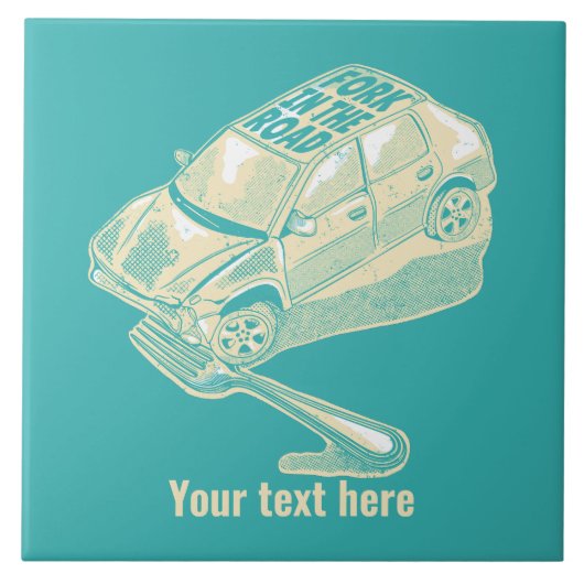 Fork in het verkeersongeval tegeltje (Voorkant)