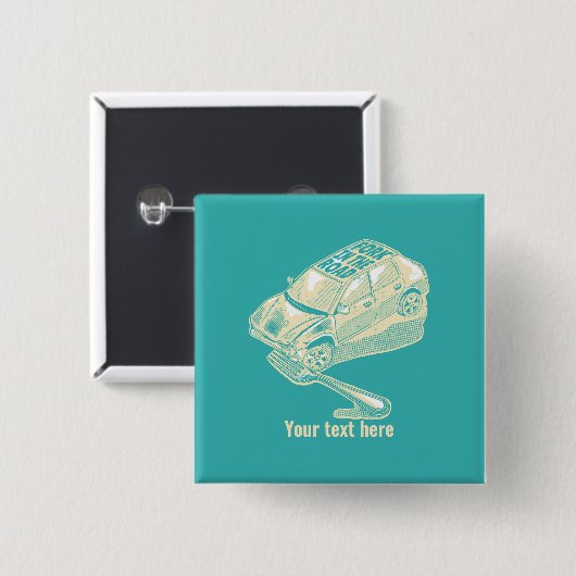 Fork in het verkeersongeval vierkante button 5,1 cm (Voorkant /achterkant)