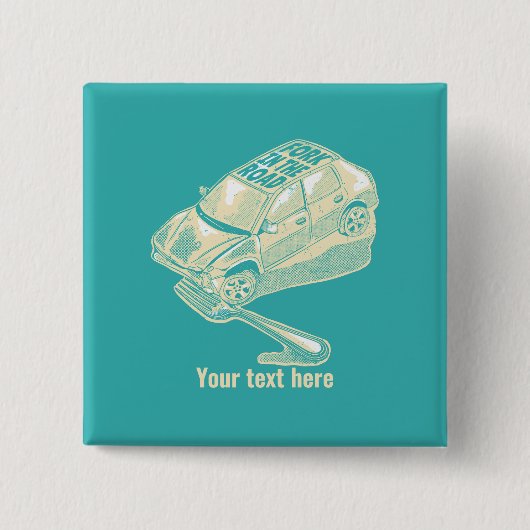 Fork in het verkeersongeval vierkante button 5,1 cm (Voorkant)