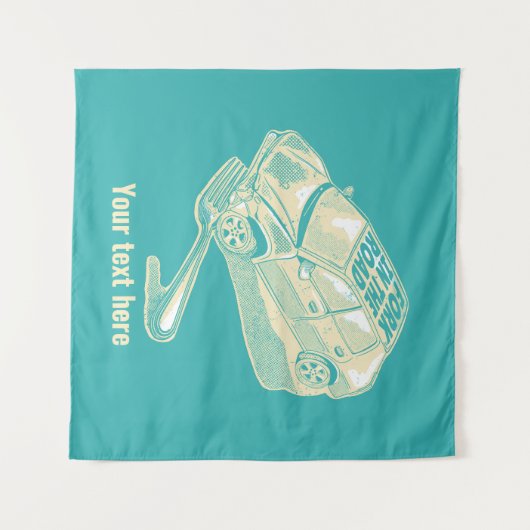 Fork in het verkeersongeval wandkleed (Voorkant (horizontaal))