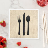 Fork Knife en Spoon Silverware Art Script Style Servet (Insitu)