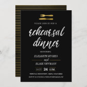 Fork & Knife Faux Folie Repetitie Diner Uitnodigen Kaart (Voorkant / Achterkant)