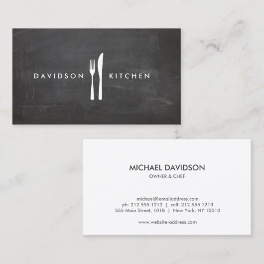 Fork & Knife Logo 3 voor Chef, Foodie, Restaurant Visitekaartje (Voorkant / Achterkant)