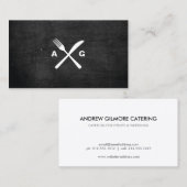 FORK & KNIFE LOGO MONOGRAM No. 2 op ZWARTE HOUT Visitekaartje (Voorkant / Achterkant)