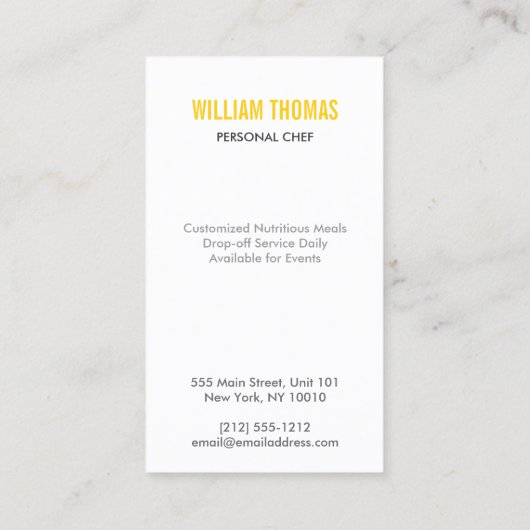 FORK & KNIFE LOGO voor Restaurant, Chef, Catering Visitekaartje (Achterkant)