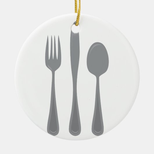 Fork Knife Spoon Keramisch Ornament (Voorkant)