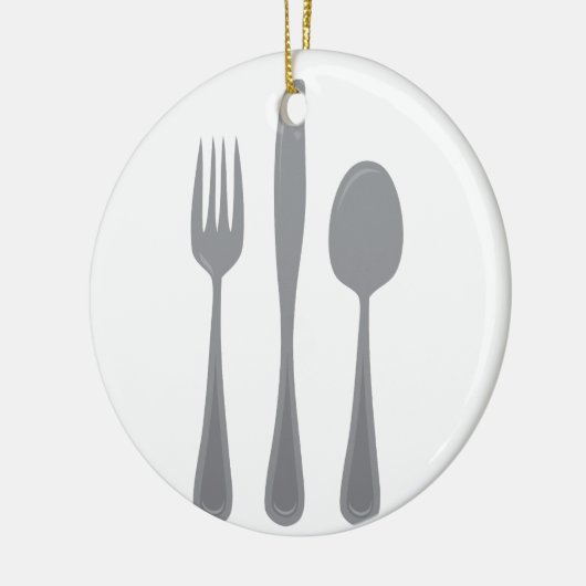 Fork Knife Spoon Keramisch Ornament (Links)
