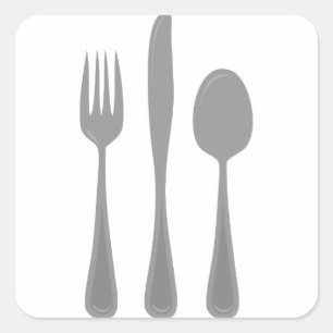 Fork Knife Spoon Vierkante Sticker