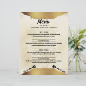 fork lepel faux gouden gebeurtenis cateringmenu (Staand voorkant)