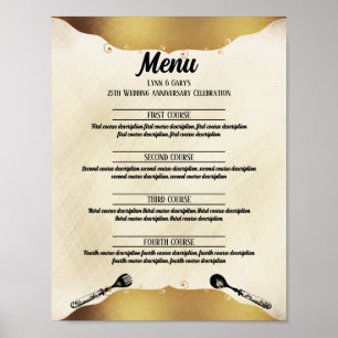  fork lepel faux gouden gebeurtenis cateringmenu poster