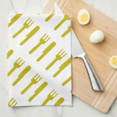 Fork Over Knife Patroon Theedoek (Quarter Fold)