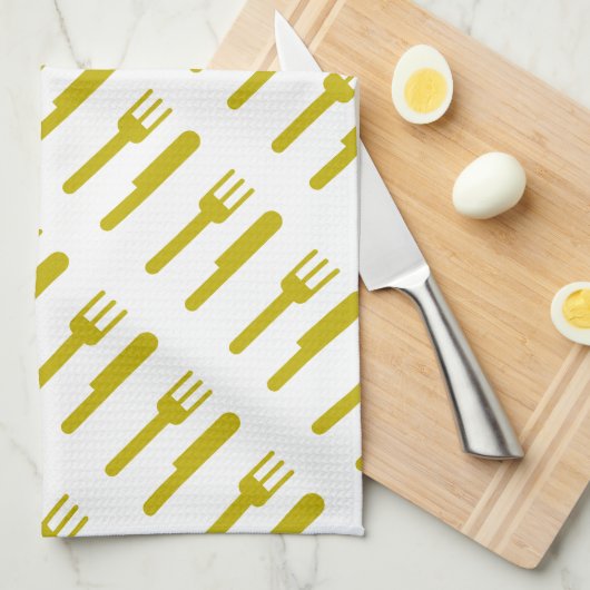 Fork Over Knife Patroon Theedoek (Quarter Fold)