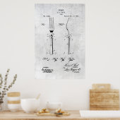 Fork Patent Print 1883 Poster (Keuken)