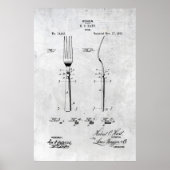 Fork Patent Print 1883 Poster (Voorkant)
