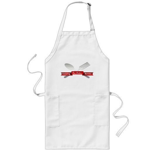 Fork & Spoon Aangepaste Chef Apron Lang Schort (Voorkant)