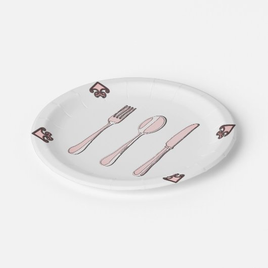 Fork, Spoon en Knife Papieren Bordje (Gekanteld)