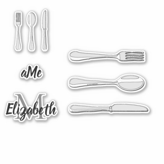 Fork, Spoon en Knife Sticker (Voorkant)