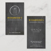 FORK SPOON KNIFE CHALKBOARD LOGO 3 voor Restaurant Visitekaartje (Voorkant / Achterkant)