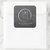 FORK SPOON KNIFE CHALKBOARD LOGO VIERKANTE STICKER (Tas)