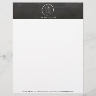 FORK SPOON KNIFE CHALKBOARD LOGO voor restaurant Custom Briefhoofd