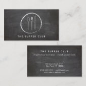 FORK SPOON KNIFE CHALKBOARD LOGO voor Restaurant Visitekaartje (Voorkant / Achterkant)