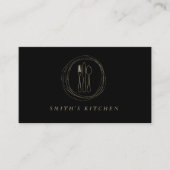 Fork Spoon Knife Logo Keuken voor Bakkerij, Cateri Visitekaartje (Voorkant)