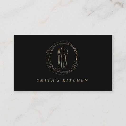 Fork Spoon Knife Logo Keuken voor Bakkerij, Cateri Visitekaartje (Voorkant)