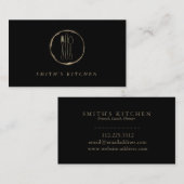 Fork Spoon Knife Logo Keuken voor Bakkerij, Cateri Visitekaartje (Voorkant / Achterkant)