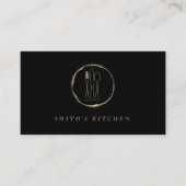 Fork Spoon Knife Logo Keuken voor Bakkerij, Cateri Visitekaartje (Voorkant)