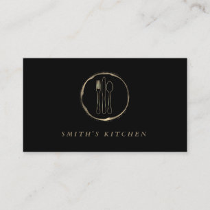 Fork Spoon Knife Logo Keuken voor Bakkerij, Cateri Visitekaartje