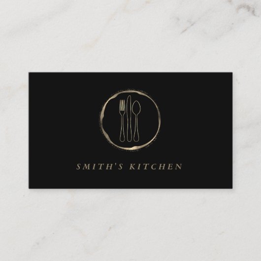 Fork Spoon Knife Logo Keuken voor Bakkerij, Cateri Visitekaartje (Voorkant)