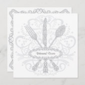 Fork Spoon Knife Rehearsal Diner Uitnodiging (Voorkant / Achterkant)