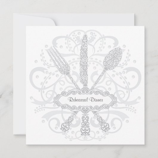 Fork Spoon Knife Rehearsal Diner Uitnodiging (Voorkant)