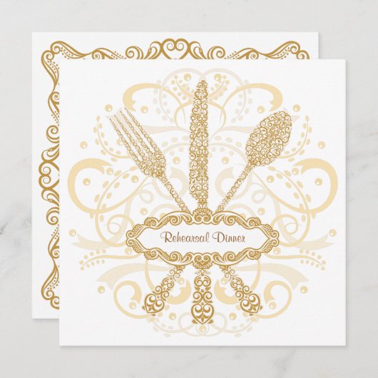 Fork Spoon Knife Rehearsal Diner Uitnodiging (Voorkant / Achterkant)