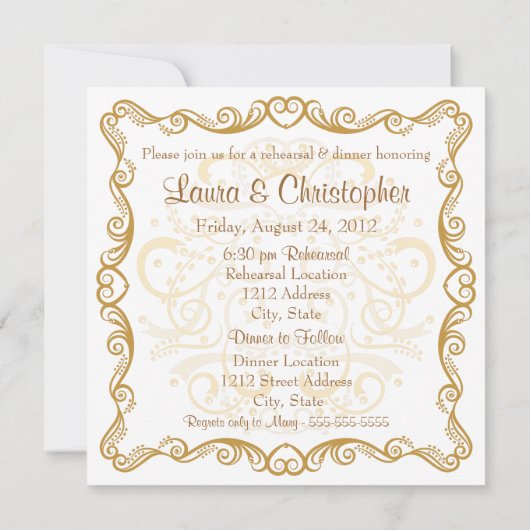 Fork Spoon Knife Rehearsal Diner Uitnodiging (Achterkant)