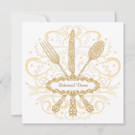 Fork Spoon Knife Rehearsal Diner Uitnodiging (Voorkant)