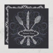 Fork Spoon Knife Rehearsal Diner Uitnodiging (Voorkant / Achterkant)