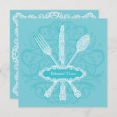 Fork Spoon Knife Rehearsal Diner Uitnodiging (Voorkant / Achterkant)