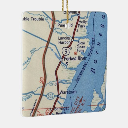 Forked River NJ  Map Keramisch Ornament (Rechts)