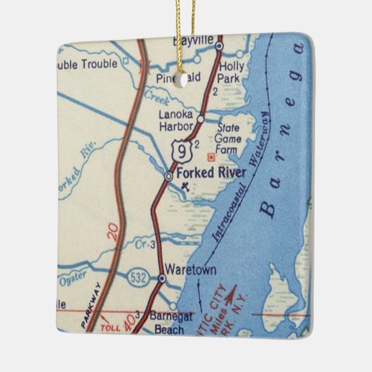 Forked River NJ  Map Keramisch Ornament (Links)